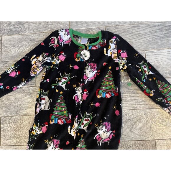 Christmas Pajamas PJs Union Suit Drop Seat 1 pc Small NWT Meowy‎ Catmas Holiday - Picture 6 of 14